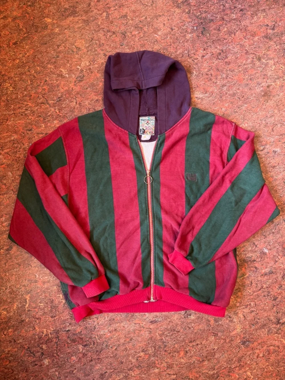 Vintage 80s Nigel Cabourn Mountain Bikers Striped Hoodie